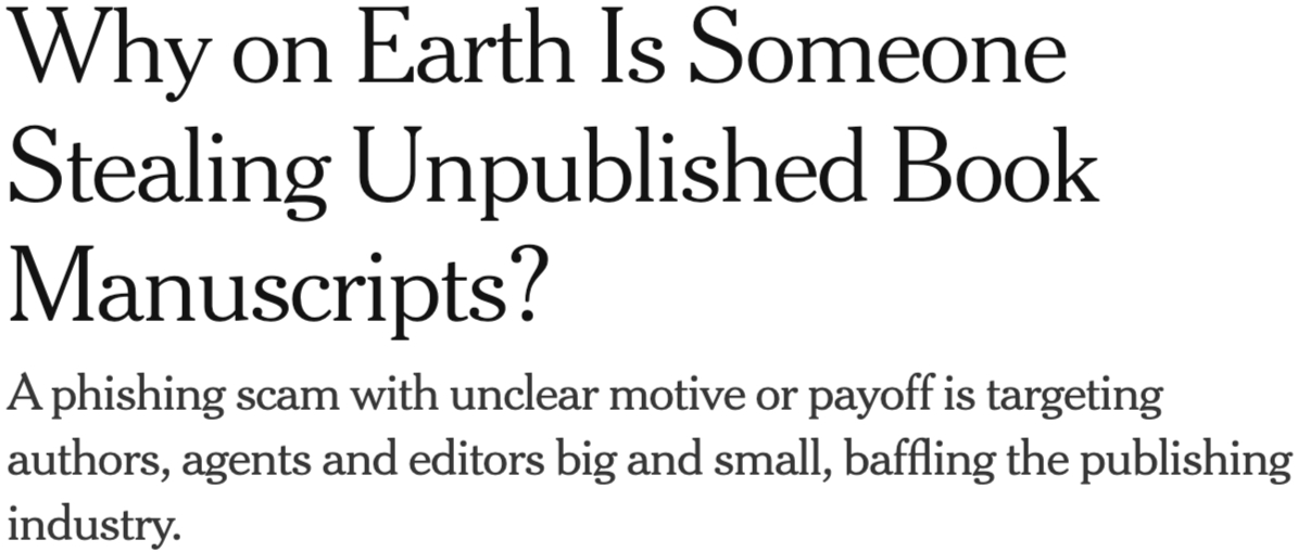 New York Times article on publishing scams