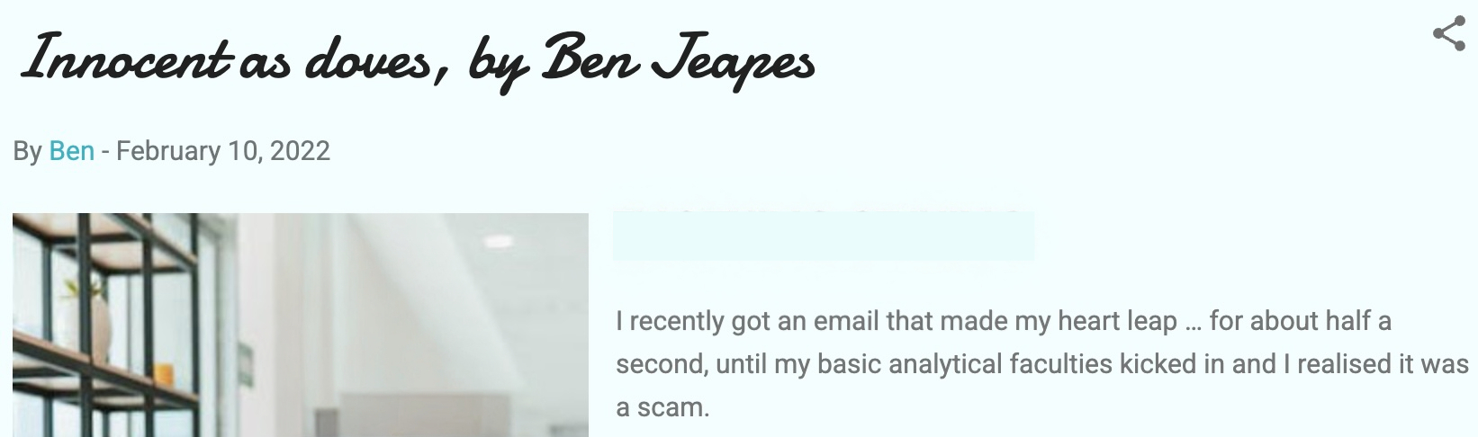 A personal account of a scam