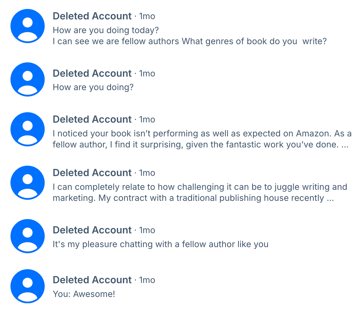 Scam DM accounts get deleted